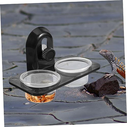 YARNOW Reptile Feeder Water and Food Bowl Container Durable Dual Compartment Basin for Lizards Turtles Geckos and Screw Type Design for Easy Feeding