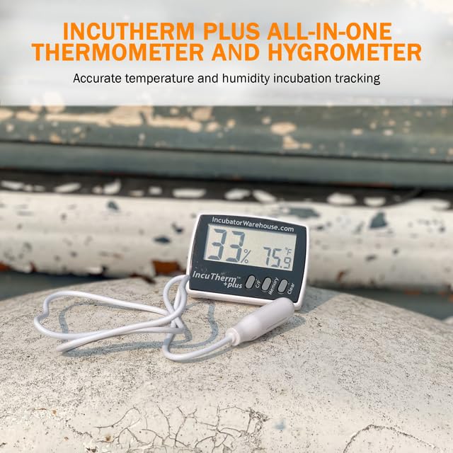 IncuTherm™ Plus Digital Thermometer and Hygrometer for Egg Incubator - Large Digital Display with Min/Max Memory - Remote Probe - Reads Celsius and Fahrenheit +/-1° 1109 IWTH01