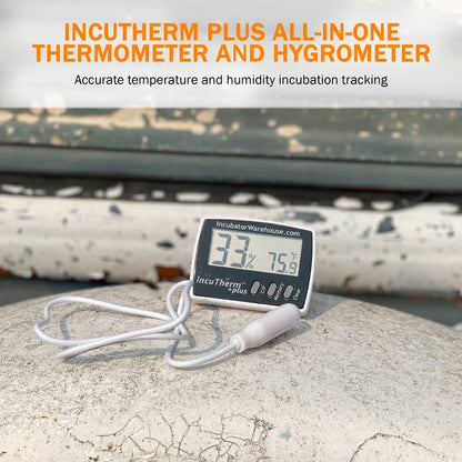 IncuTherm™ Plus Digital Thermometer and Hygrometer for Egg Incubator - Large Digital Display with Min/Max Memory - Remote Probe - Reads Celsius and Fahrenheit +/-1° 1109 IWTH01