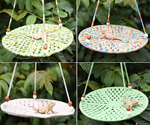 Handwoven Hammock Bearded Dragon Rest Bed Habitats Supplies Climbing Terrarium for Lizard Leopard Gecko Parrots Parakeet Cockatiel Rats Snake Hamster Squirrel Chameleon Small Birds (Dazzling Orange) - color: Dazzling Orange