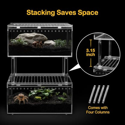PC Large Reptile Terrarium Starter Kit,Magnetic Jumping Spider Enclosure,Hermit Crab Tank,Arboreal Tarantula Cage for Praying Mantis,Frog Vivarium