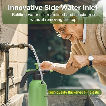 0.5 Gallon Hand Pump Sprayer | Garden Plant, Cleaning, 2 Adjustable Nozzle, Side Water Inlet, Safety Valve