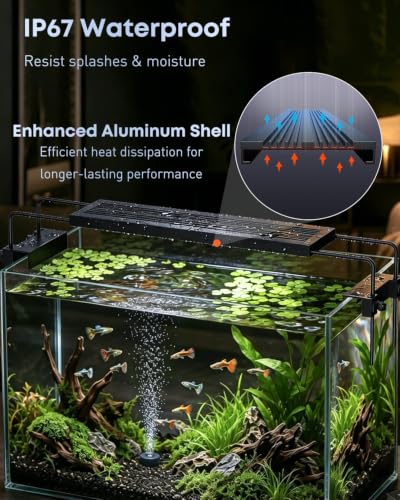 Pawfly Aquarium Light for Plants, 14 W Bluetooth Fish Tank Light, Full Spectrum Aquarium Lights for 12"-18" Fish Tanks, Extendable 24/7 LED Lights with Timer Modes & Adjustable Brightness - size: 12"-18"