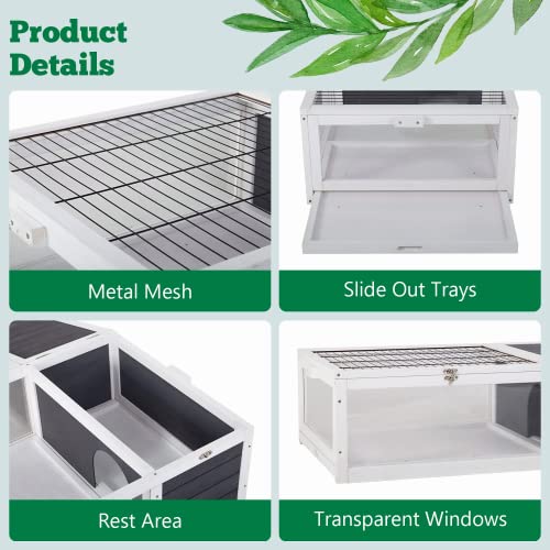 Tortoise Habitat Large Tortoise Enclosure Indoor w/Removable Bottom, Wooden Tortoises House Outdoor, Turtle Habitat Reptile Cage for Lizards, Bearded Dragon, Small Animals