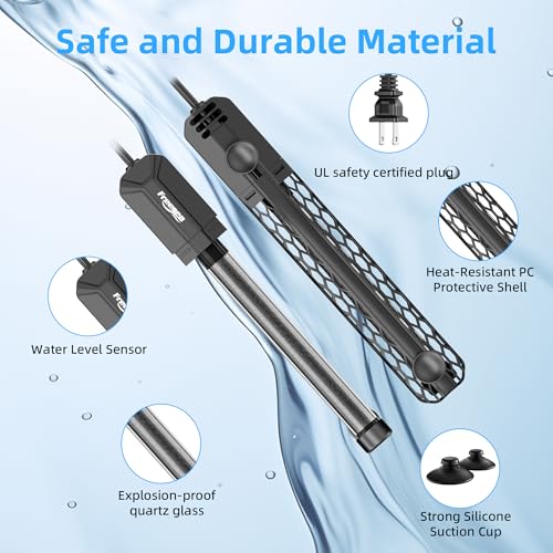 FREESEA Aquarium Heater for Fish Tank: 100W/200W/300W/500W Submersible Fish Tank Heater with Over-Temperature and Off-Water Protection for 40-75 Gallon Saltwater and Freshwater - size: 300W(40-75gallon)