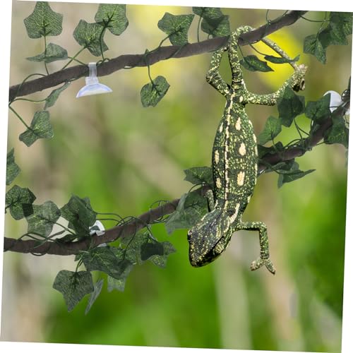 Jungle Vines Rattan Strip Decor for Reptiles Flexible and Bendable Artificial Leaves for Lizard Frog Snake Habitats Includes Suckers and Leaf Green