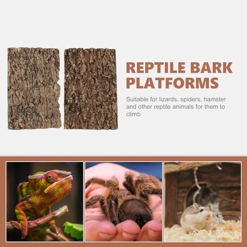 Homoyoyo 2Pcs Reptile Bark Decor Wood,Natural Cork Bark,Reptile Habitat Climbing Tree Bark Terrarium Landscaping Tree Bark Tree for Bearded Dragon Lizard Geckos Tortoise Random Shape