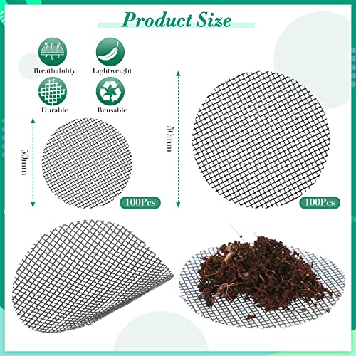 Shappy 200 Pcs Mesh for Plant Pot Drainage Screen 2 Inch 4 Inch Drainage Mesh Round Flower Pot Hole Grid Screen Cover Pad Bonsai Bottom Grid Mat Gardening Reusable Essentials for Prevent Soil Loss