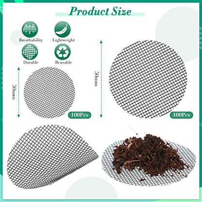 Shappy 200 Pcs Mesh for Plant Pot Drainage Screen 2 Inch 4 Inch Drainage Mesh Round Flower Pot Hole Grid Screen Cover Pad Bonsai Bottom Grid Mat Gardening Reusable Essentials for Prevent Soil Loss