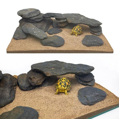Aquarium Stone Stream Turtle Platform Natural Slate 3-9 inches Turtle Tank Rocks for Aquarium Decoration and Amphibian habitat-20lb - size: 20lb(3-9inch)