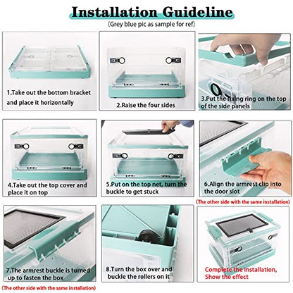 Dutiplus Large Snake Reptile Tank Amphibians Habitat Cages Sliding Screen Top for Lizard,Gecko, Frog, Hamster,Hermit Crab Animals(21.65"x12.6"x12.2") (White) - color: White