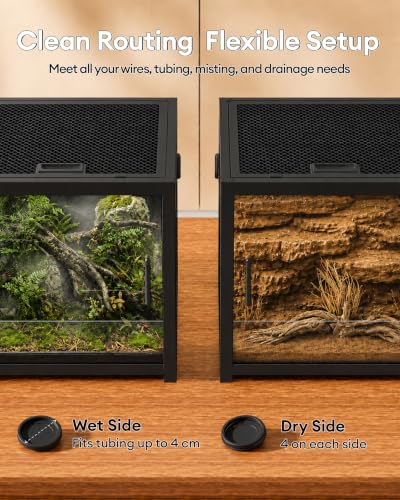 45 Gallon Reptile Tank, Leopard Gecko Reptile Enclosure Front Sliding Door - color: Black, size: 45 Gallon