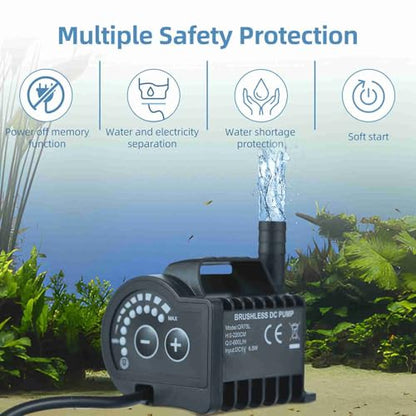 6.5W Electric with 8 Adjustable Levels, 7.2ft Lift Height, 5V USB Mini Fountain Pump for Aquarium, Fountain, Cooling (QR75L) - color: Qr75l