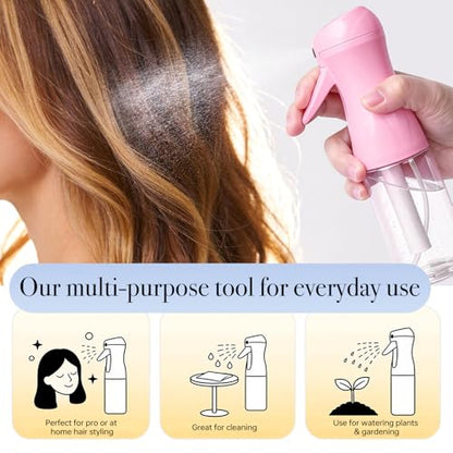 3Pcs Continuous Spray Bottles For Hair,Ultra Fine Mister for Hair Styling, Plants, Cleaning, Salon, Misting & Skin Care (200ml Blue+Pink+Clear) - color: 200ml Blue+Pink+Clear