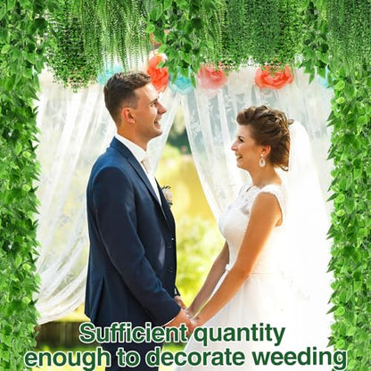 Daifunli 12 Pcs Artificial Hanging Plants Fake Hanging Ferns Plastic Faux Plants for Wall Room Garden Garland Indoor Outdoor Decor No Basket (Boston,Eucalyptus,Ivy Vine,String of Pearls) - style: Boston, Eucalyptus, Ivy Vine, String of Pearls