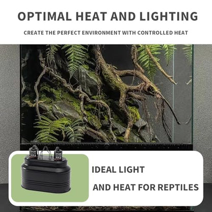 Dual Reptile Light Fixture-Max 160W,with Switches, Fits Reptile Light Heat Lamp UVB Light for Lizards, Snakes,Turtles, and Amphibians E26