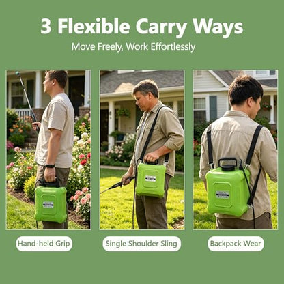 Upgraded 2-Gallon Battery Sprayer Used for Fertilizer, Pesticides, Weeds & Pests, – USB Charging, 6 Nozzles, 2 Speeds, Retractable Wand, Adjustable Shoulder Strap (Green) - color: Green