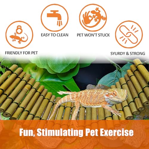 Bearded Dragon Tank Accessories, Reptile Climbing Hammock Bridge, Lizard Lounger Bamboo Ladder, Reptile Tank Accessories for Habitat, 18 x6 in - size: 18 x6 in