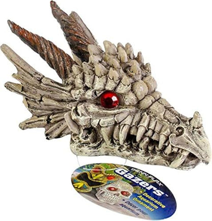 Penn-Plax Deco-Replicas Dragon Skull Gazer Aquarium Decoration – Safe for Freshwater and Saltwater Fish Tanks – Small - size: Small