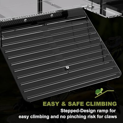 XXL Turtle Basking Platform for Aquatic Turtles, Extra Extra Large for over 180 Gallon Tank, Fits 23-29'' Wide Aquarium, Acrylic Turtle Topper &Dock Tank Accessories, Non-Slip Ramp&Escape-Proof Design - size: XXL