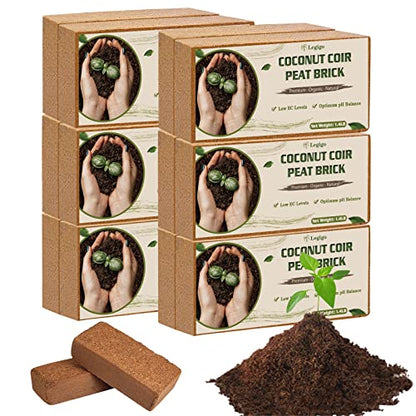 Legigo 12 Pack Premium Coco Coir Brick for Plants- 100% Organic Compressed Coconut Coir Bricks Starting Mix, Coco Coir Fiber Coconut Husk for Planting, Gardening, Potting Soil Substrate, Herbs - color: Pack of 12