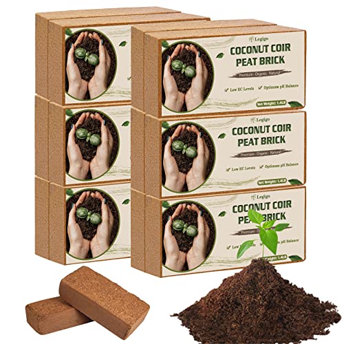 Legigo 12 Pack Premium Coco Coir Brick for Plants- 100% Organic Compressed Coconut Coir Bricks Starting Mix, Coco Coir Fiber Coconut Husk for Planting, Gardening, Potting Soil Substrate, Herbs - color: Pack of 12