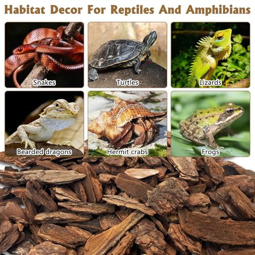 Hamiledyi Reptile Bark Bedding 22.9oz Tortoise Terrarium Substrate Natural Pine Bark Mulch Reusable Wood Chips for Bearded Dragon Snake Box Turtle Gecko Hermit Crabs(Small) - size: 1 Pcs-Small Reptile Bark Bedding