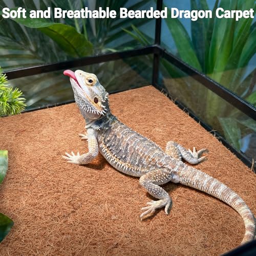 ZeeDix 10 Pcs Reptile Carpet, 12X12 inch Natural Coconut Fiber Liner Mat Flooring Accessories for Reptile Tank - Bearded Dragon Tortoise Lizard Turtle Snake Leopard Gecko Substrate Bedding - size: 10 Pcs (12X12in)
