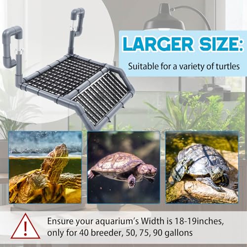 Chunful Adjustable Extra Large Turtle Basking Platform, 18-19" Wider Hanging Dock, Basking Area for Aquarium Tank 40/50/65/75/90 Gallon, DIY Assembly Tortoise Tank Accessories - style: Stylish