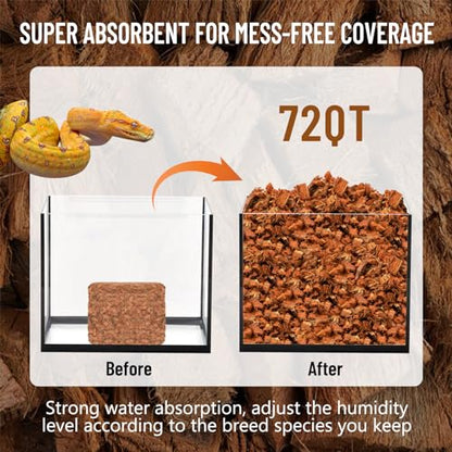 Riare 10LB Coconut Chip Substrate for Reptiles, 72 Quart Coconut Fiber Substrate Coco Chips Substrate Coconut Husk Bedding for Snakes, Tortoises, Ball Python, Bearded Dragon, Geckos, Lizards, Frogs - color: 1 Pack-10LB
