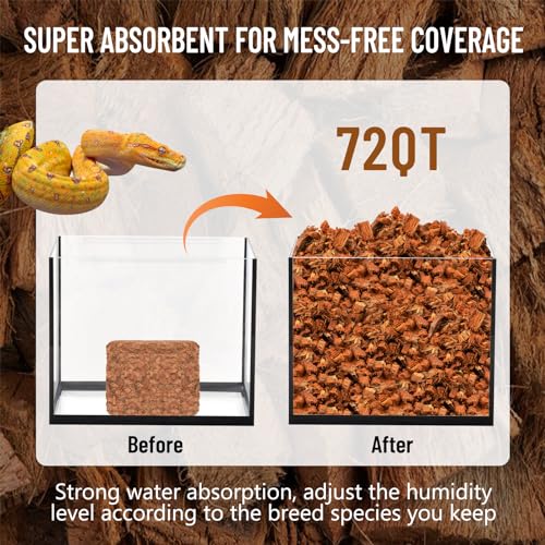 Riare 10LB Coconut Chip Substrate for Reptiles, 72 Quart Coconut Fiber Substrate Coco Chips Substrate Coconut Husk Bedding for Snakes, Tortoises, Ball Python, Bearded Dragon, Geckos, Lizards, Frogs - color: 1 Pack-10LB