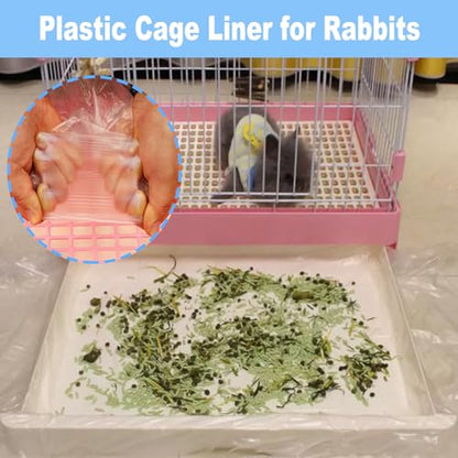 100 Pcs Disposable Rabbit Cage Liner, 35'' X 27'' Large Bunny Cage Tray Liners Clear Plastic Guinea Pig Toilet Film for Bunnies Ferrets Chinchillas Birds Small Animal - Leak Proof & No Mess - size: 100PCS