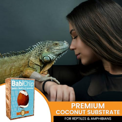 BabiChip Coconut Chip Substrate for Reptiles 12 Quart Loose Small Sized Coco Husk Chip Bedding for Ball Pythons, Other Snakes, Tortoises, Geckos, Frogs, or Lizard Terrarium Tanks - size: 12 Quart