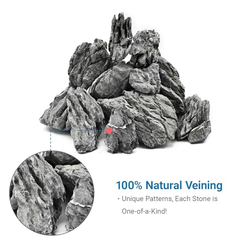 KINGRUI Aquarium Rocks Seiryu Rock Stone 44lb Dragon Stone for Aquarium Landscaping Models Fish Tank Decoration Reptile and Amphibian enclosures 3 to 9 inch - size: 44lb(3-9inch)