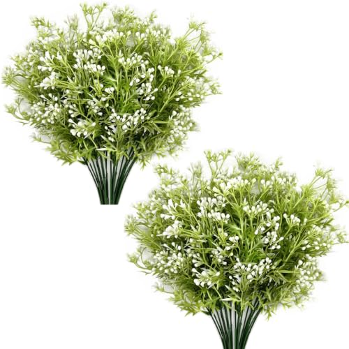 PASYOU Artificial Plants, Fake Plastic Pearl Bouquet Faux White Flowers Bushes Greenery Shrubs Decor for Indoor Outdoor Home Garden Office Table Vase DIY Decoration Planter Filler 8 Pack - color: Pearl Flowers - 8 Pack