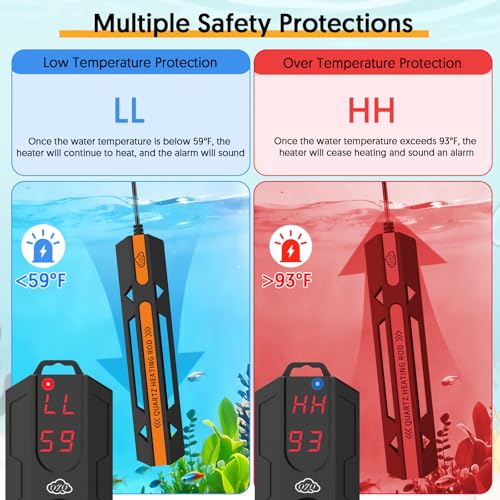 QZQ Aquarium Heater, 300W Fish Tank Heater with Temperature Controller, Leaving Water Automatically Stop Heating, Overheating Protection, Turtle Tank Heater for Freshwater & Saltwater - size: 300W