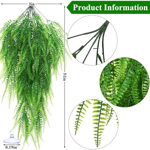 Suncalla 8 Pack Reptile Plants Terrarium Hanging Plant Vine Boston Climbing Terrarium Plant with Suction Cup for Bearded Dragons Lizard Crested Gecko Snake Crab Tank(Classic Series,Light Dark Green) - style: Classic Series