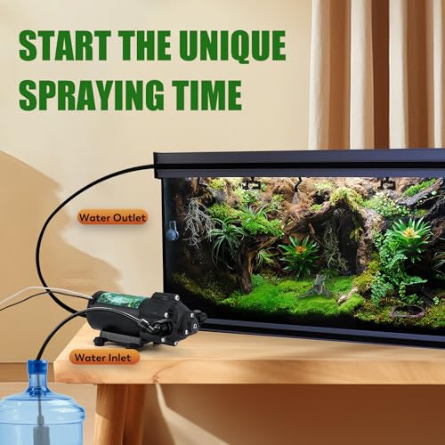 Moongiantgo Reptile Humidifier - Reptile Misting System with 4PCS 360°Adjustable Single Nozzles & 2PCS Double Nozzles and Timer Socket - Reptile Mister for Terrarium Lizard Chameleon Snake Frog Turtle