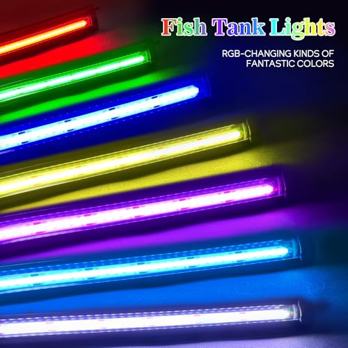 Fish Tank Bubbler Light for Aquarium: 2-in-1 Aquarium Grow Light with APP & Remote Control for Aquatic Pet Enthusiasts - RGB Changing Fish Lamp for 2-5 Gollon Freshwater Saltwater Tank Decor - size: 5.3 inch (2-in 1 with APP)