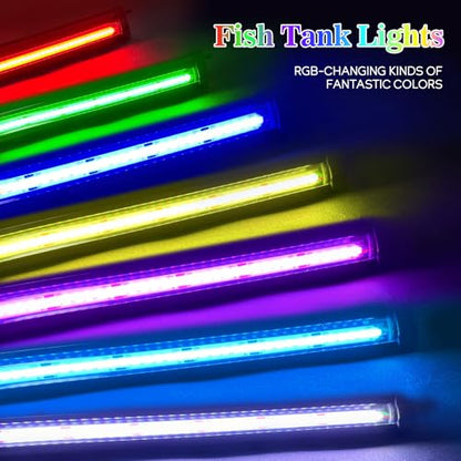 Fish Tank Bubbler Light for Aquarium: 2-in-1 Aquarium Grow Light with APP & Remote Control for Aquatic Pet Enthusiasts - RGB Changing Fish Lamp for 2-5 Gollon Freshwater Saltwater Tank Decor - size: 5.3 inch (2-in 1 with APP)
