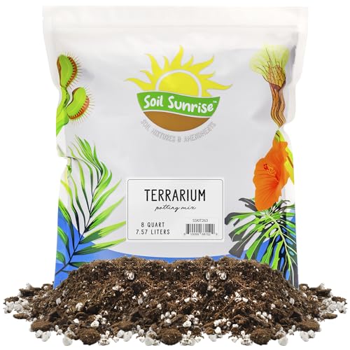 Soil Sunrise Terrarium Potting Soil Mix (8 Quarts) w/Blended Filtering Charcoal Custom Made for Terrariums - size: 8 Quarts