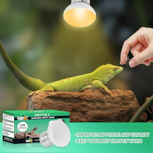 LUCKY HERP Heat Lamp Bulbs, 25W Reptile Heat Lamp 2 Pack Reptile Heat Lamp Bulbs, Daylight Basking Spot Heat Light Bulb, Amphibians Lamp Bulbs fo Chameleons, Snakes, Lizard, Turtle - color: 25-d