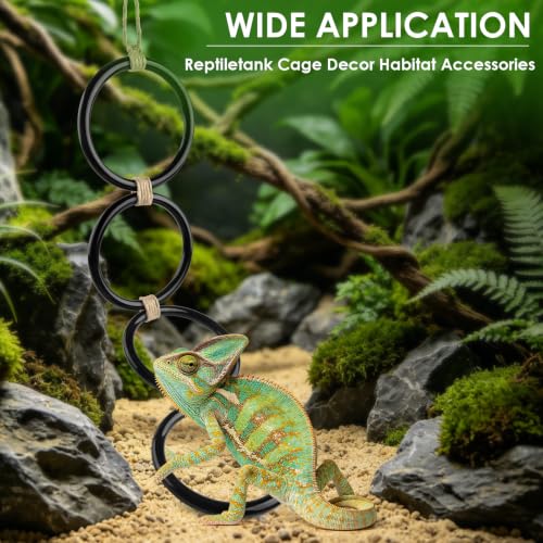 DBNESS 2PCS Snake Climbing Rings, Ball Python Enrichment Hoop Chain Toys, Adjustable Playground Reptiletank Cage Decor Accessories for Corn Snakes, Garter Snakes, Iguana, Lizards, Chameleons, Parrot