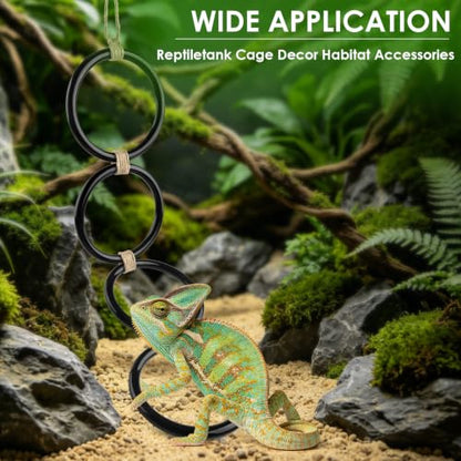 DBNESS 2PCS Snake Climbing Rings, Ball Python Enrichment Hoop Chain Toys, Adjustable Playground Reptiletank Cage Decor Accessories for Corn Snakes, Garter Snakes, Iguana, Lizards, Chameleons, Parrot