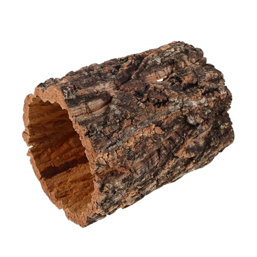 Natural Cork Bark for Reptile Hideout Round Cork Bark Tube – Natural Terrarium Shelter Log for Gecko, Lizard, Snake, Tortoise, Turtle & Hermit Crab, Stress Relief Reptile Hide, 5.90 x 4.92 x 4.92 in - color: Light Brown