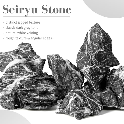 2.2-8.1 Inches Natural Seiryu Stone, 5 PCS Mixed Sizes Aquarium Rocks for Aquascaping, Iwagumi Layouts, Terrariums & Aquarium Décor - size: 2.2-8.1 in
