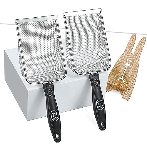 Cat Litter Scooper Reptile Sand Scoop Stainless Steel Cleaner Portable Cat Litter Sifter Scoop for Instant Cleaning Aquarium, 2.8mm mesh