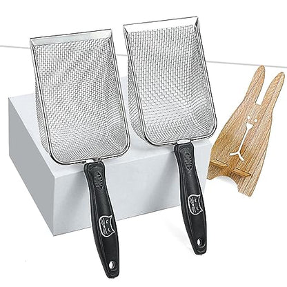 Cat Litter Scooper Reptile Sand Scoop Stainless Steel Cleaner Portable Cat Litter Sifter Scoop for Instant Cleaning Aquarium, 2.8mm mesh