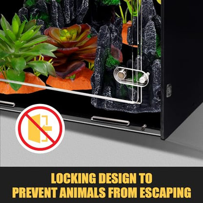 Reptile Enclosure for Crested Gecko – 8x8x12 Reptile Tank for Gecko, Snake, and Lizard – PVC Terrarium for Small Pets - size: 8"8"12"