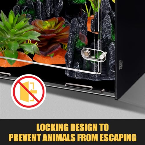 Reptile Enclosure for Crested Gecko – 8x8x12 Reptile Tank for Gecko, Snake, and Lizard – PVC Terrarium for Small Pets - size: 8"8"12"
